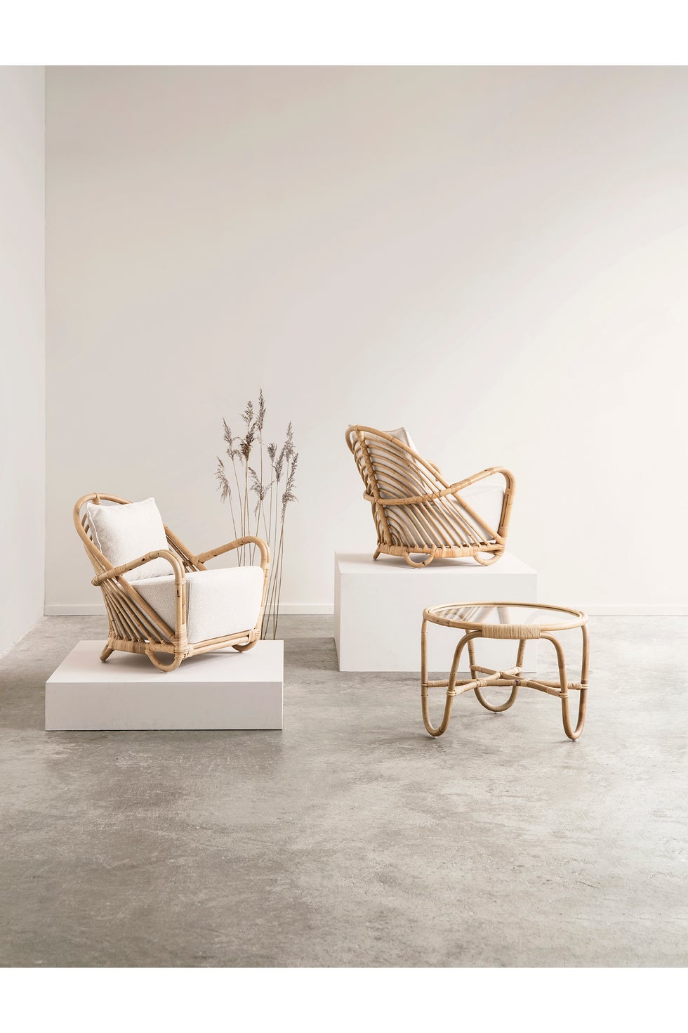 SIKA Icons Charlottenborg Rattan Chair w/Grey Cushion  - Natural