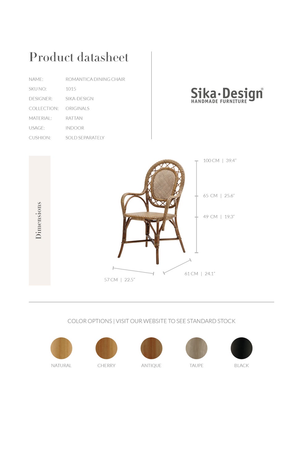 SIKA Originals Romantica Rattan Armchair - Natural*