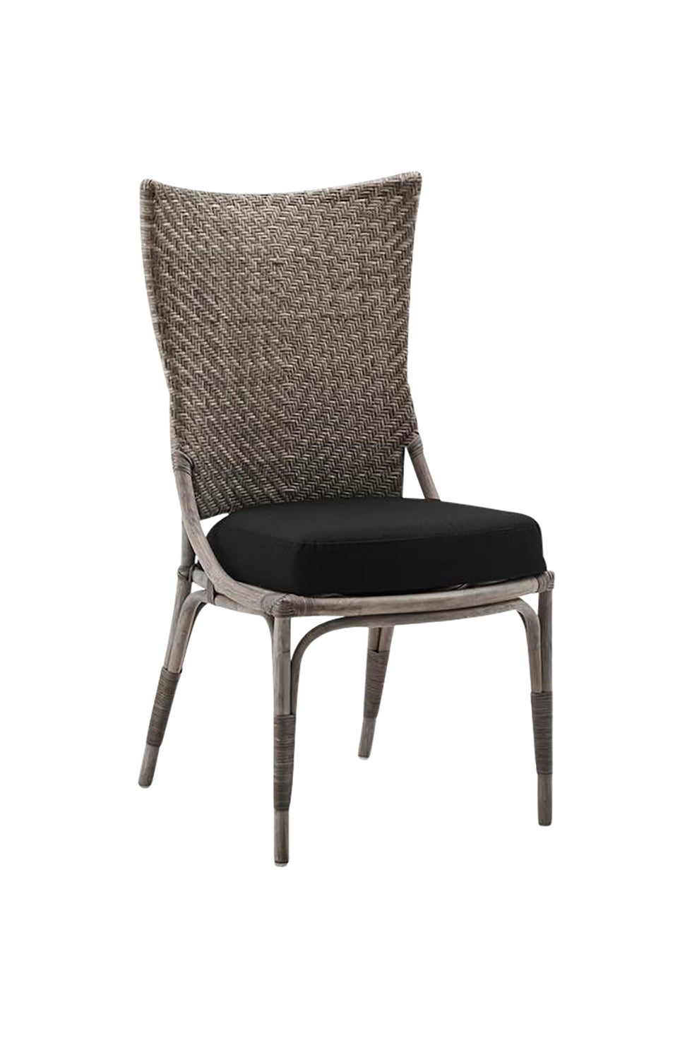 SIKA Originals Melody Rattan Side Chair w/Black Seat Cushion - Taupe