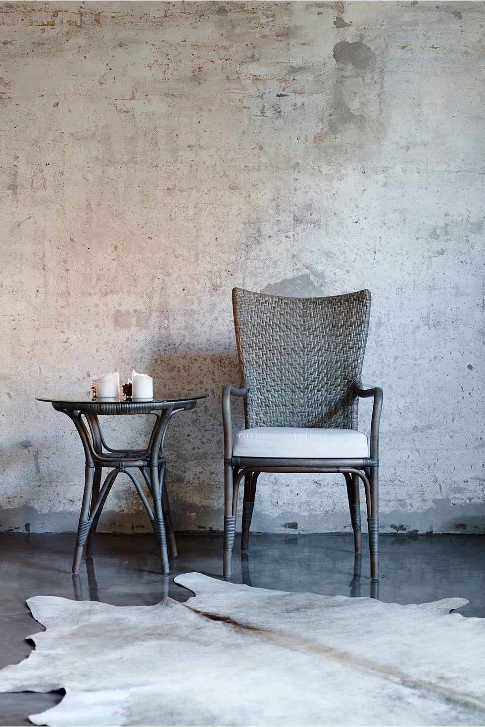 SIKA Originals Melody Rattan Side Chair w/Black Seat Cushion - Taupe