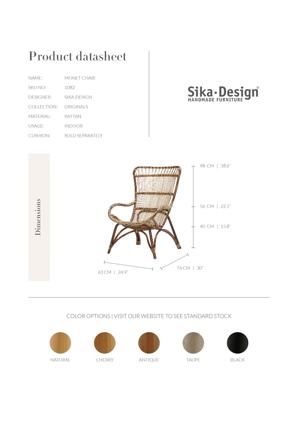 SIKA Originals Monet Rattan High Back Chair - Black