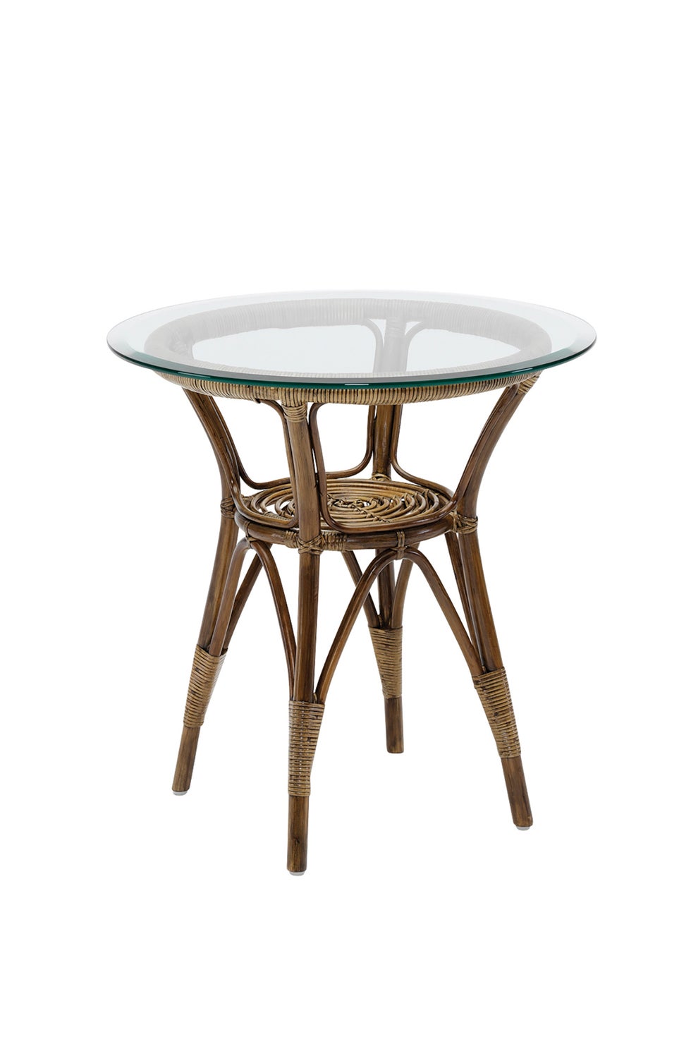 SIKA Originals Tony Rattan Side Table 60cm w/Glass Top - Antique