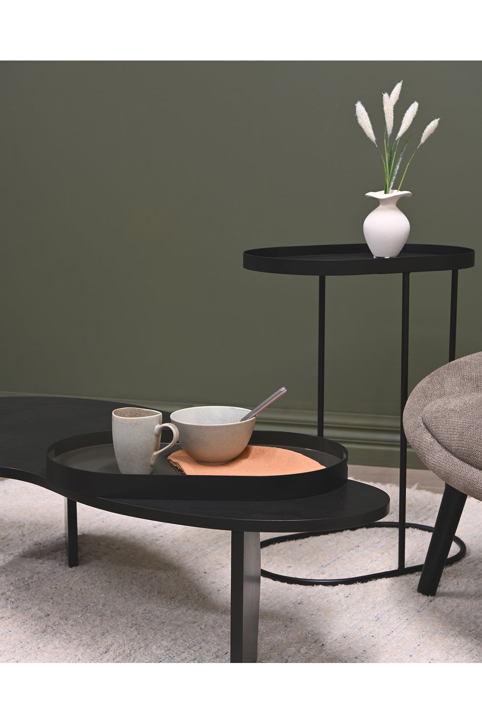 STUDIO Arlo Sofa Tray Table - Black & Army Grey Green