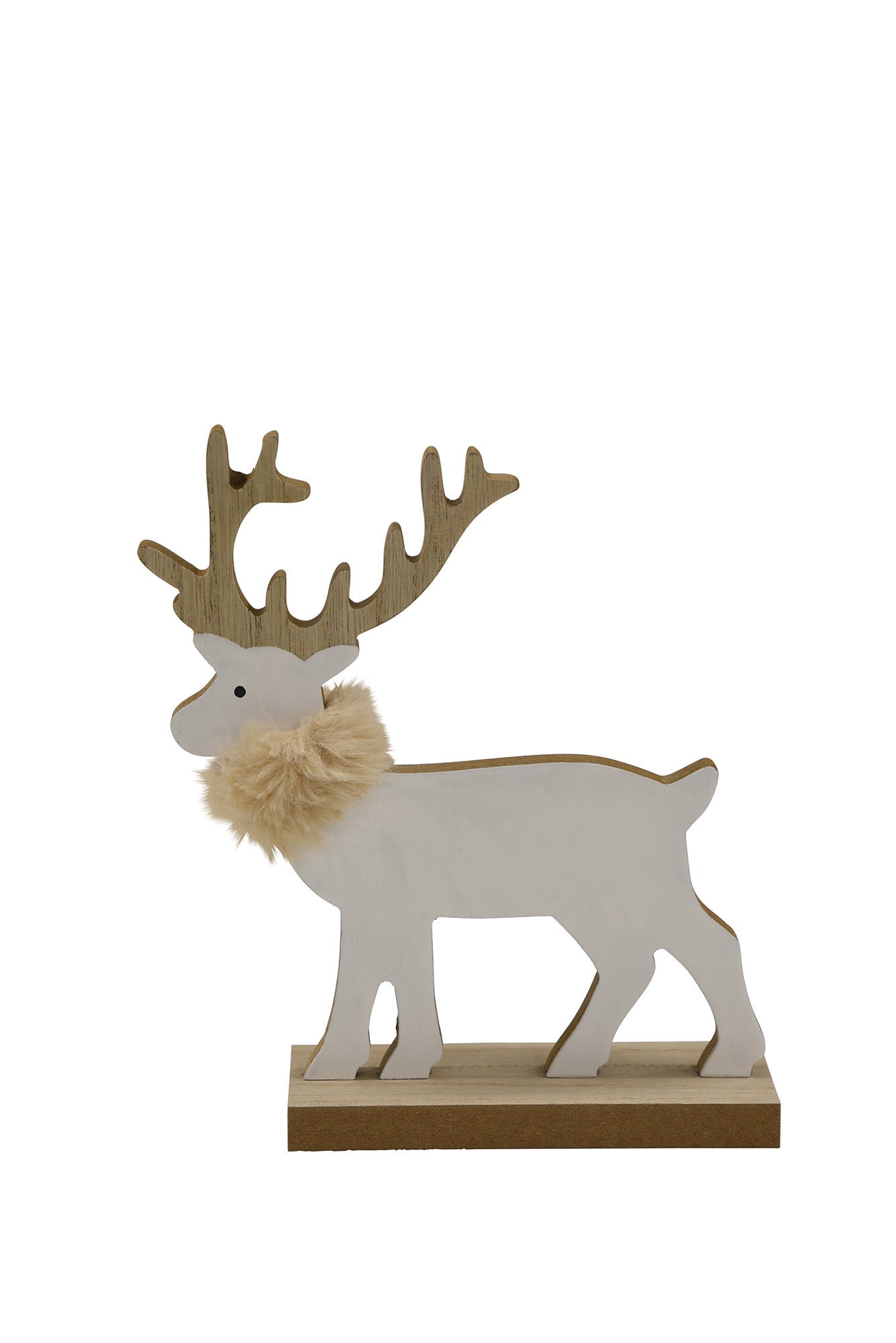 WOODEN Standing Glossy Reindeer White