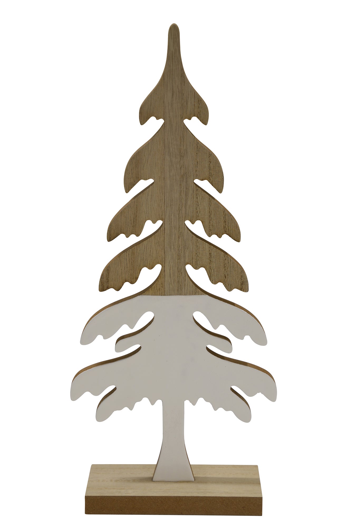 WOODEN Standing Half Glossy Tree - White/Brown