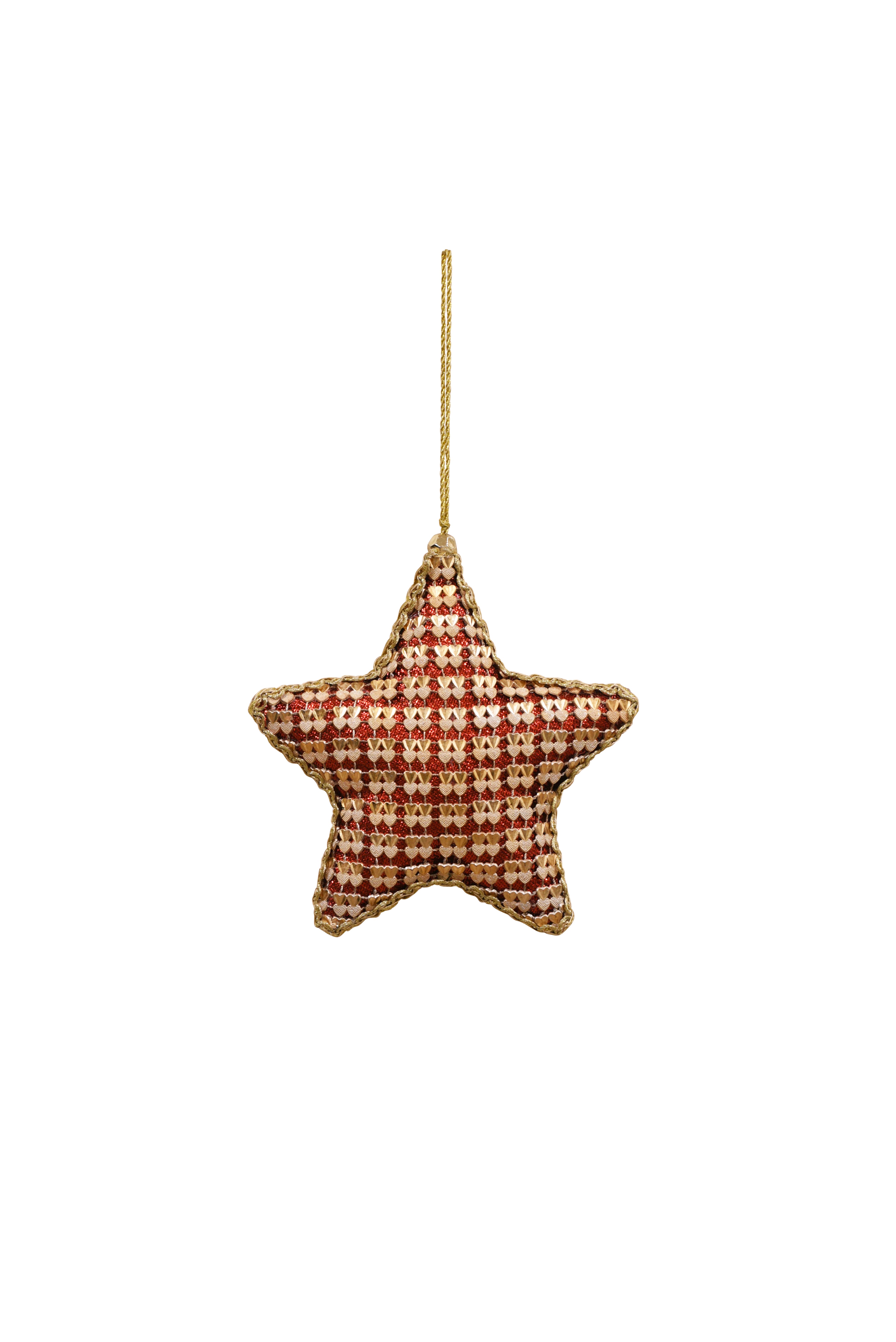 MAJESTIC Hanging Fabric Star - Red/Gold