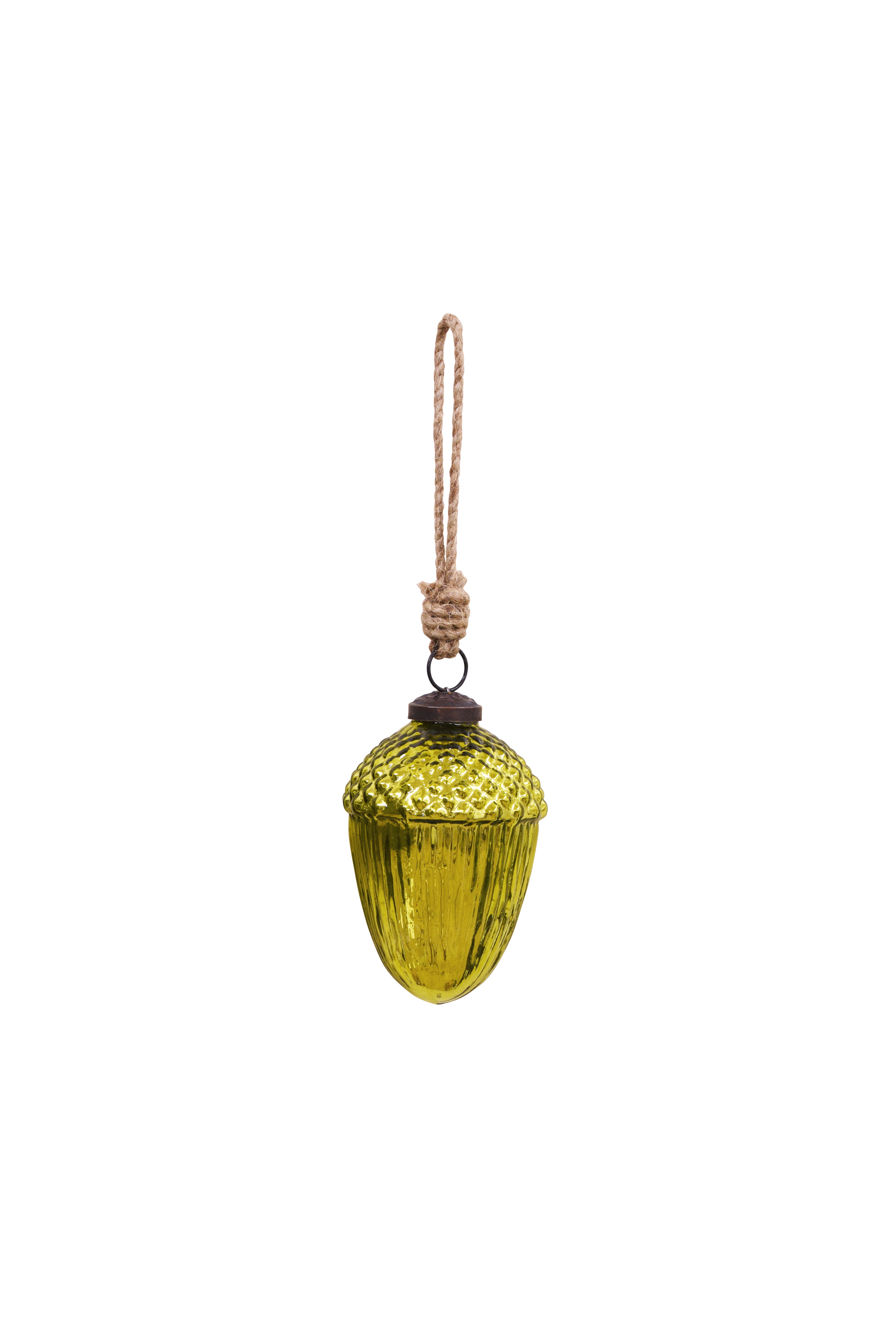Glass Hanging Acorn - Light Green