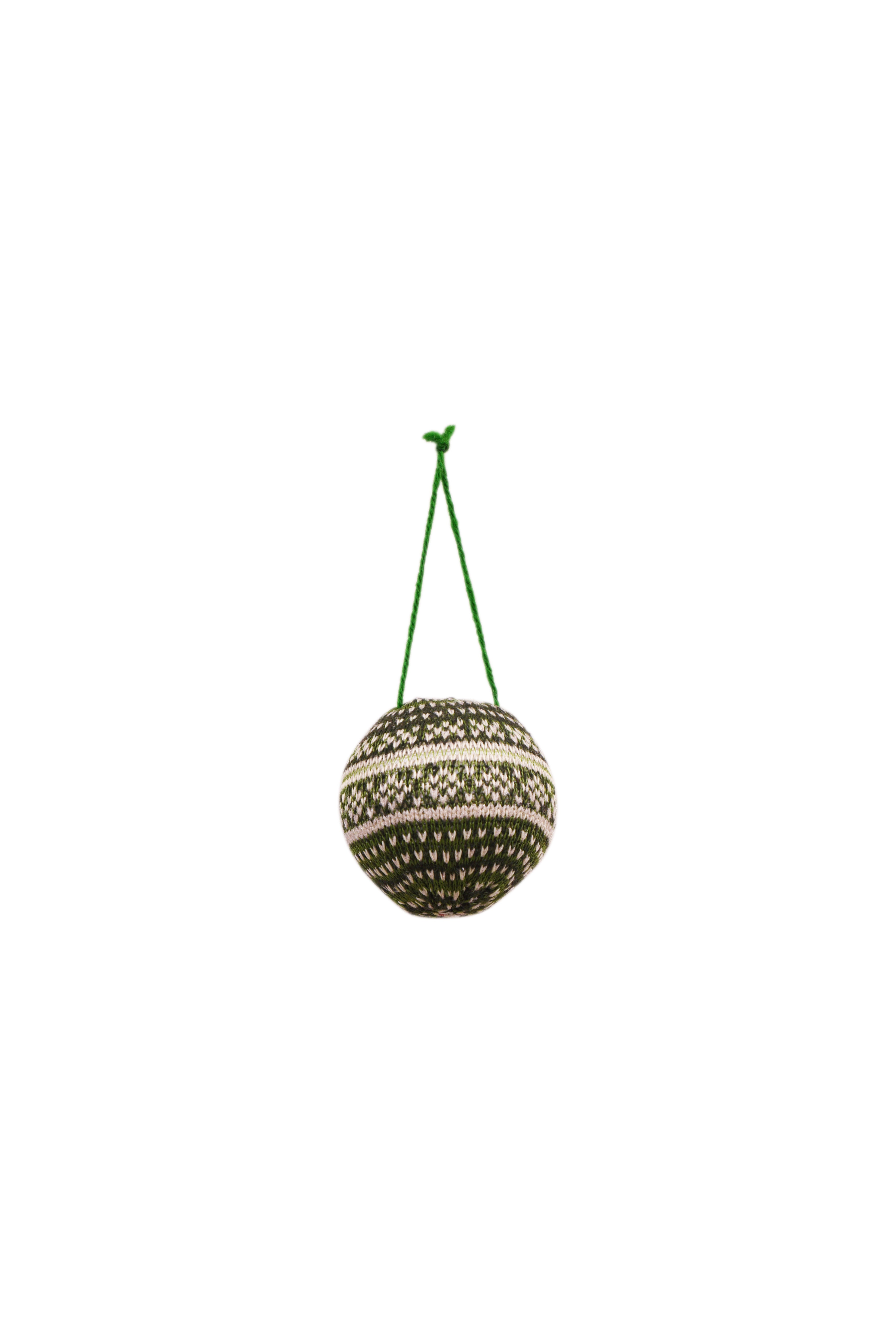 FELT Hanging Knitted Christmas Ball - Green 