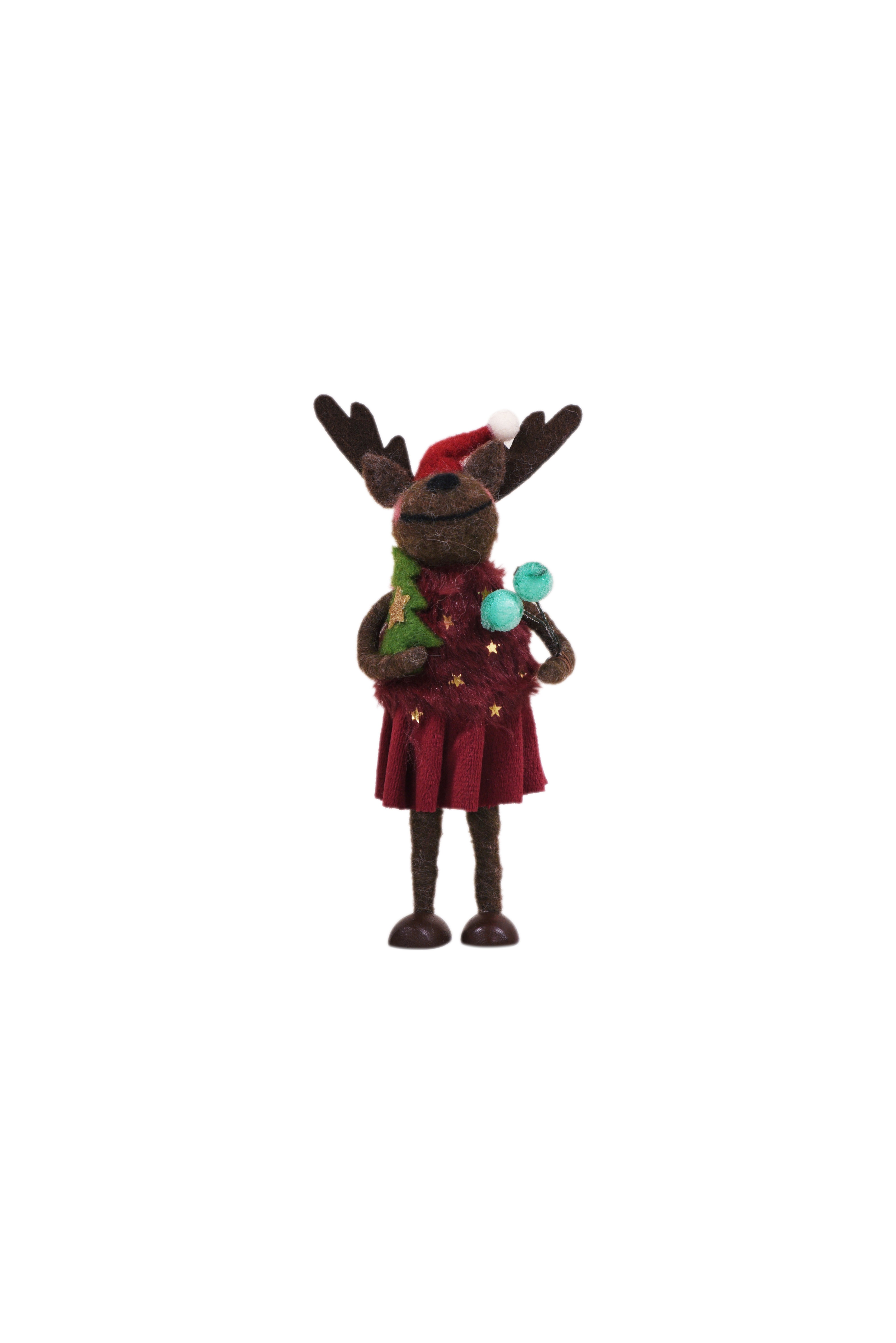 FELT Standing Reindeer - Burgundy Betty
