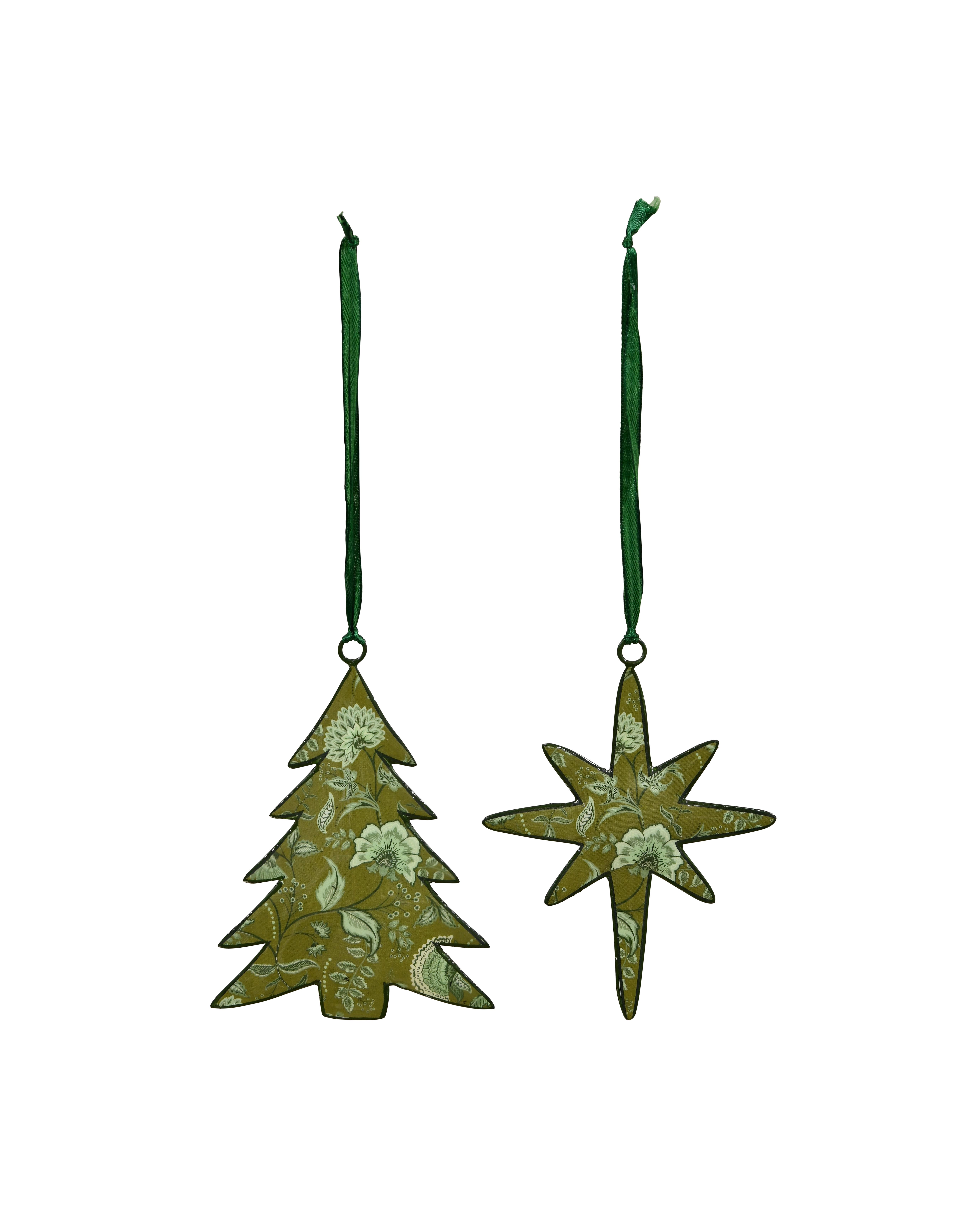 FLORAL Hanging Tree & Star A/2 - Greens