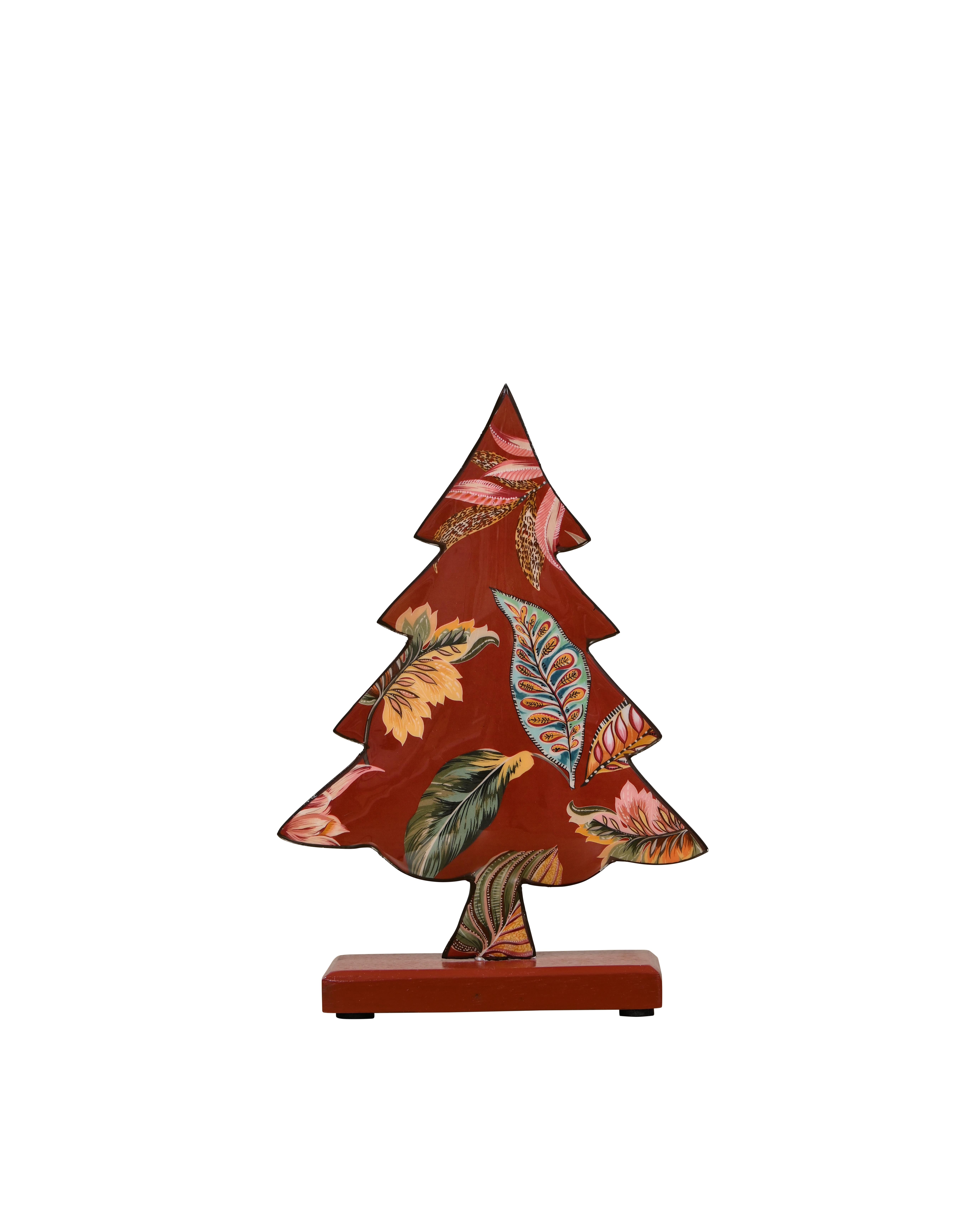 FLORAL Standing Christmas Tree Short - Burgundys