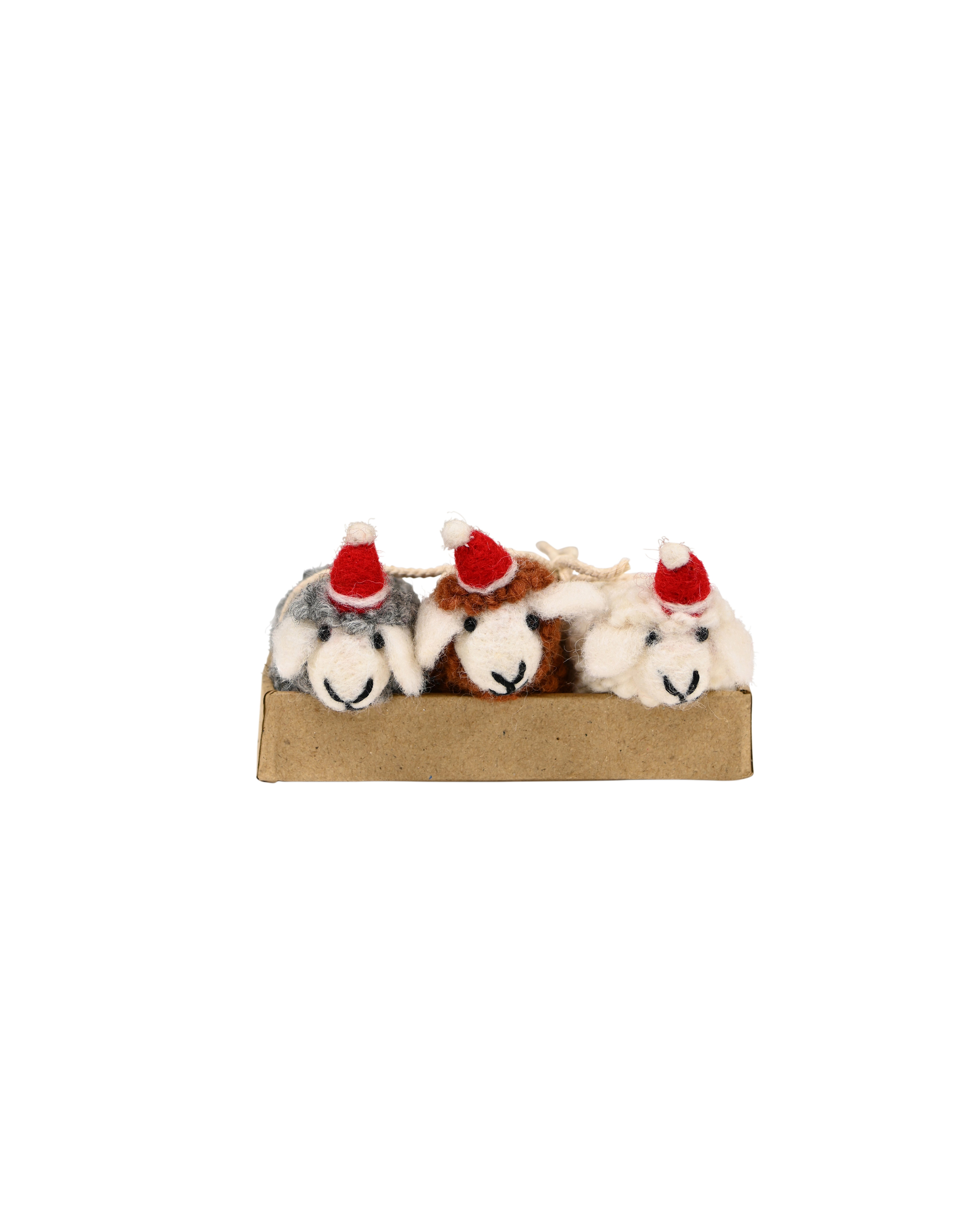 Boxed Felt Christmas Sheep S/3 - Brown/Grey/Cream