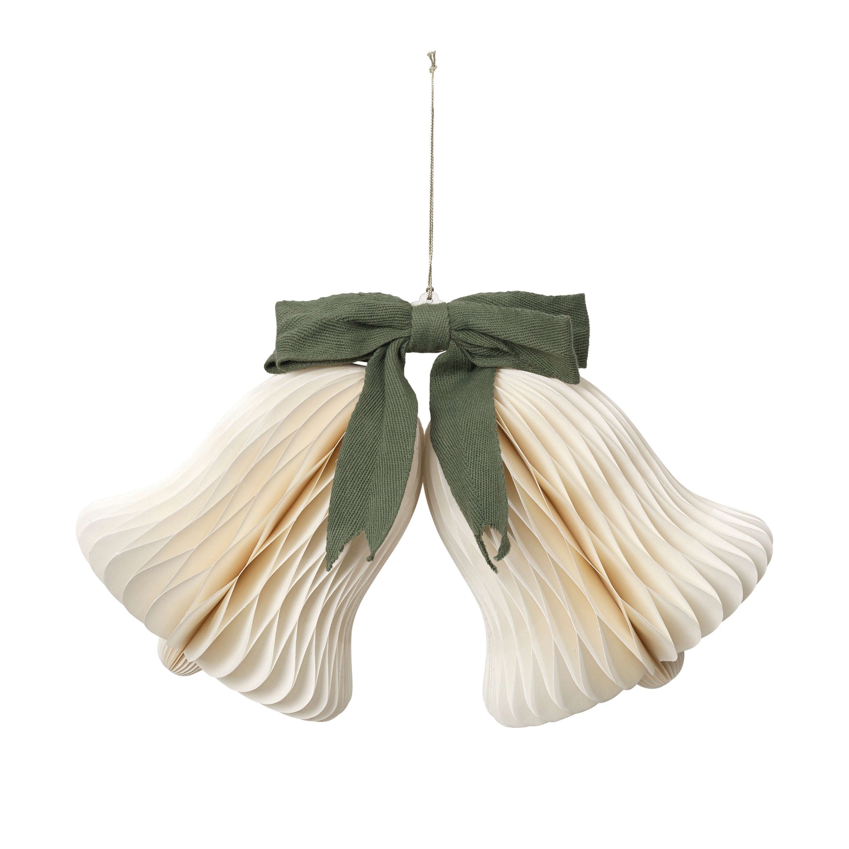 BROSTE Paper Ornament Chime Bell - Off White/Grape Leaf Green