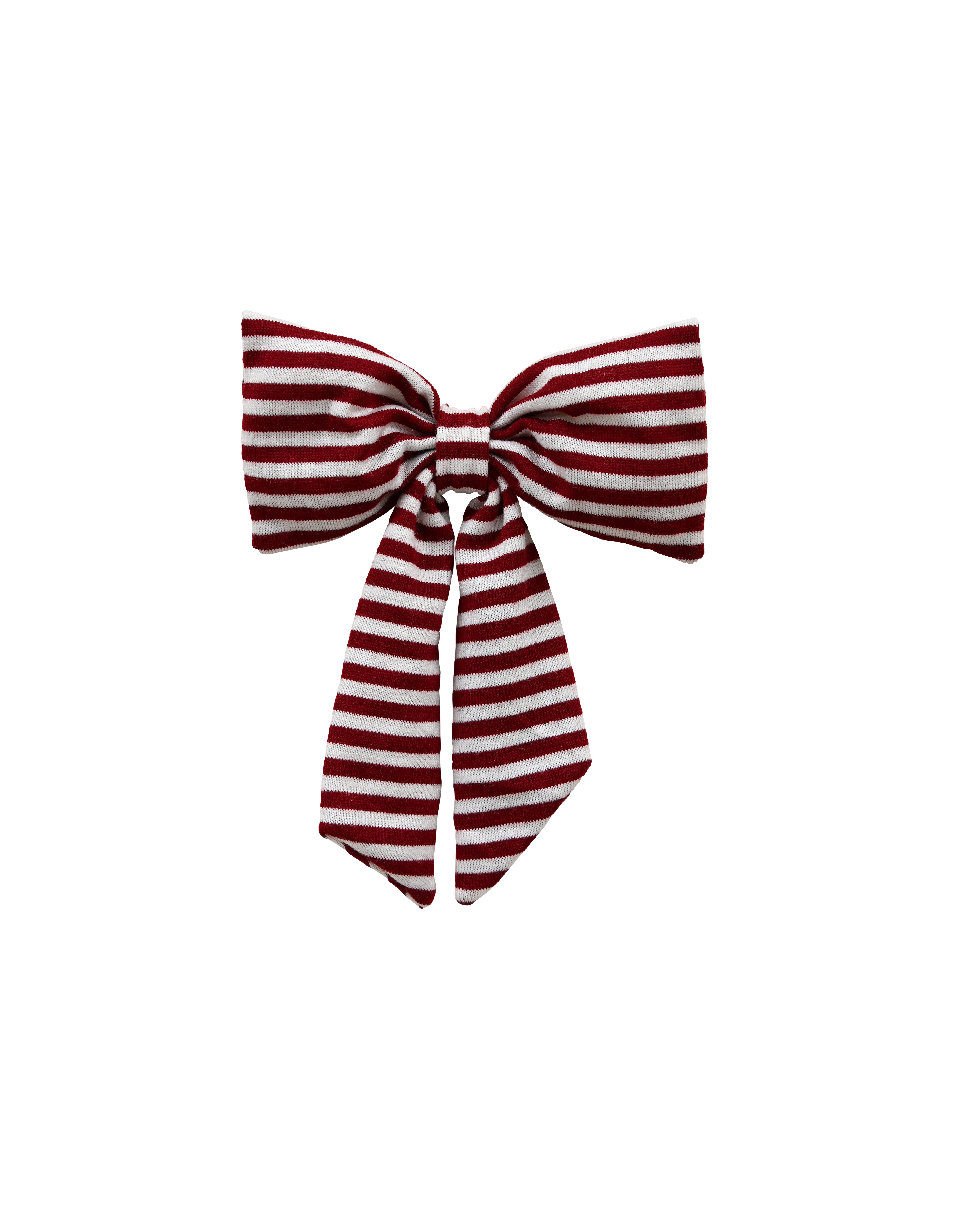 KNITTED Hanging Bow - Striped Wine Red & White