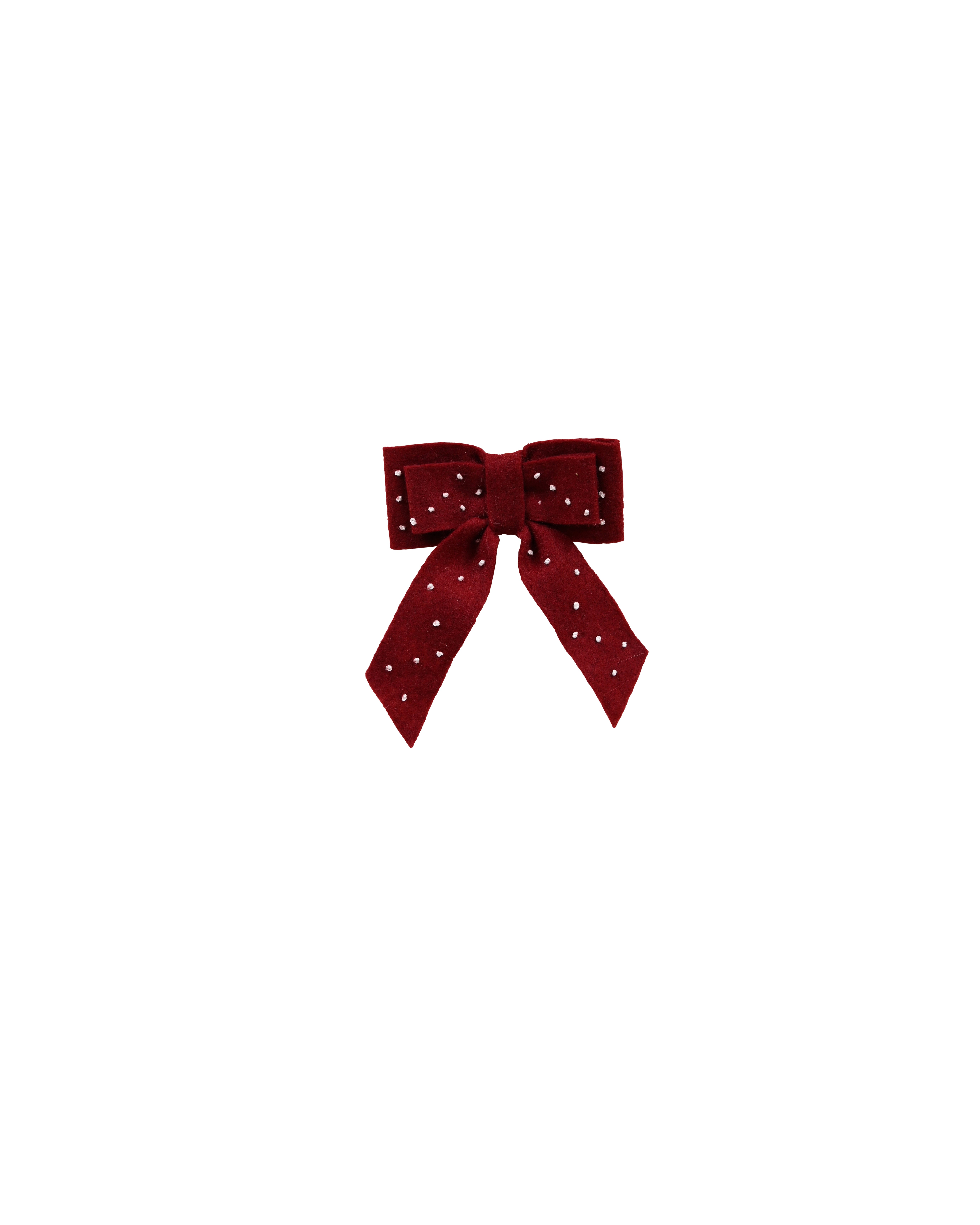 FELT Hanging Polka Dots Bow - Wine Red w/White 