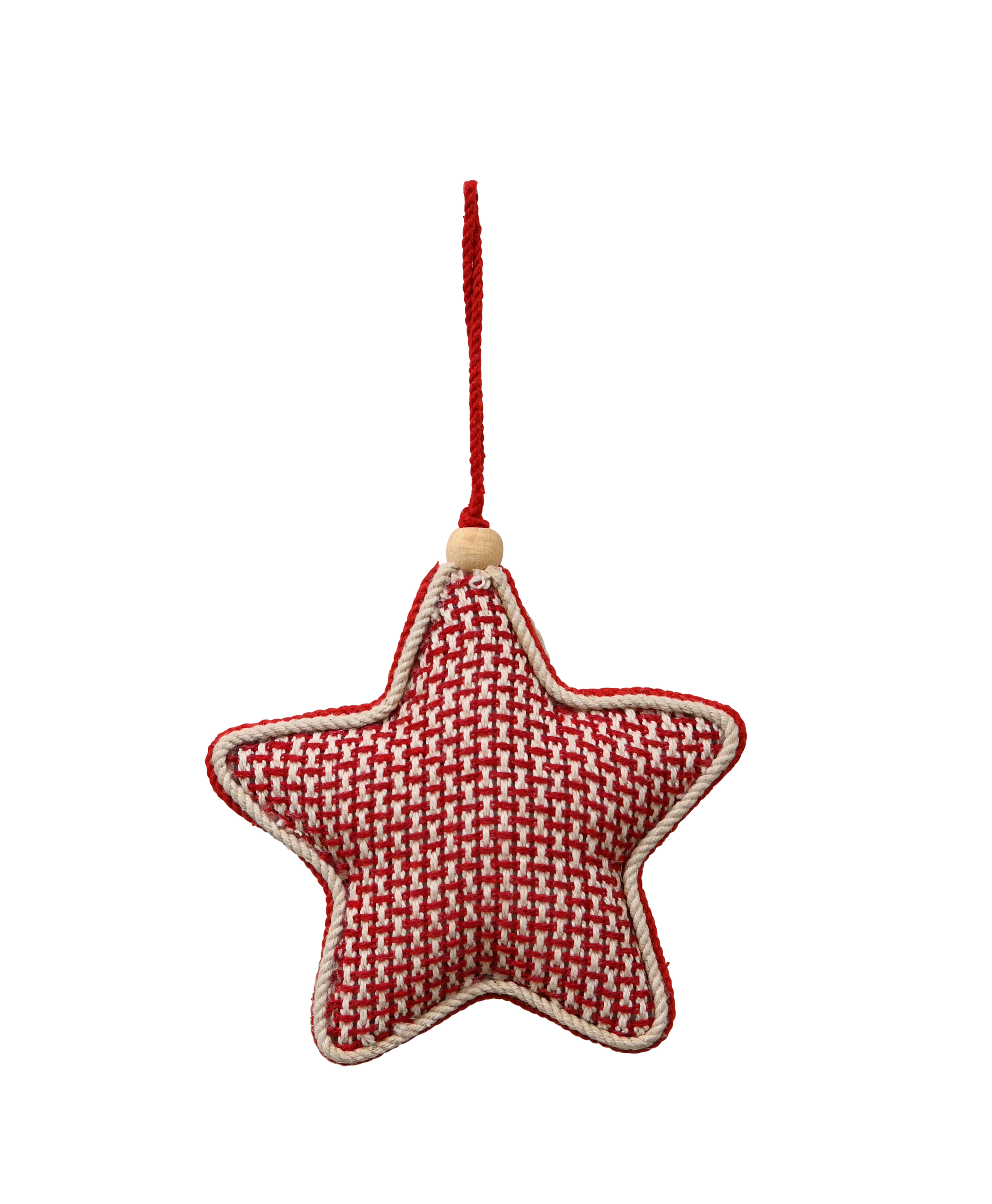 MAJESTIC Fabric Hanging Star - Red & Ivory