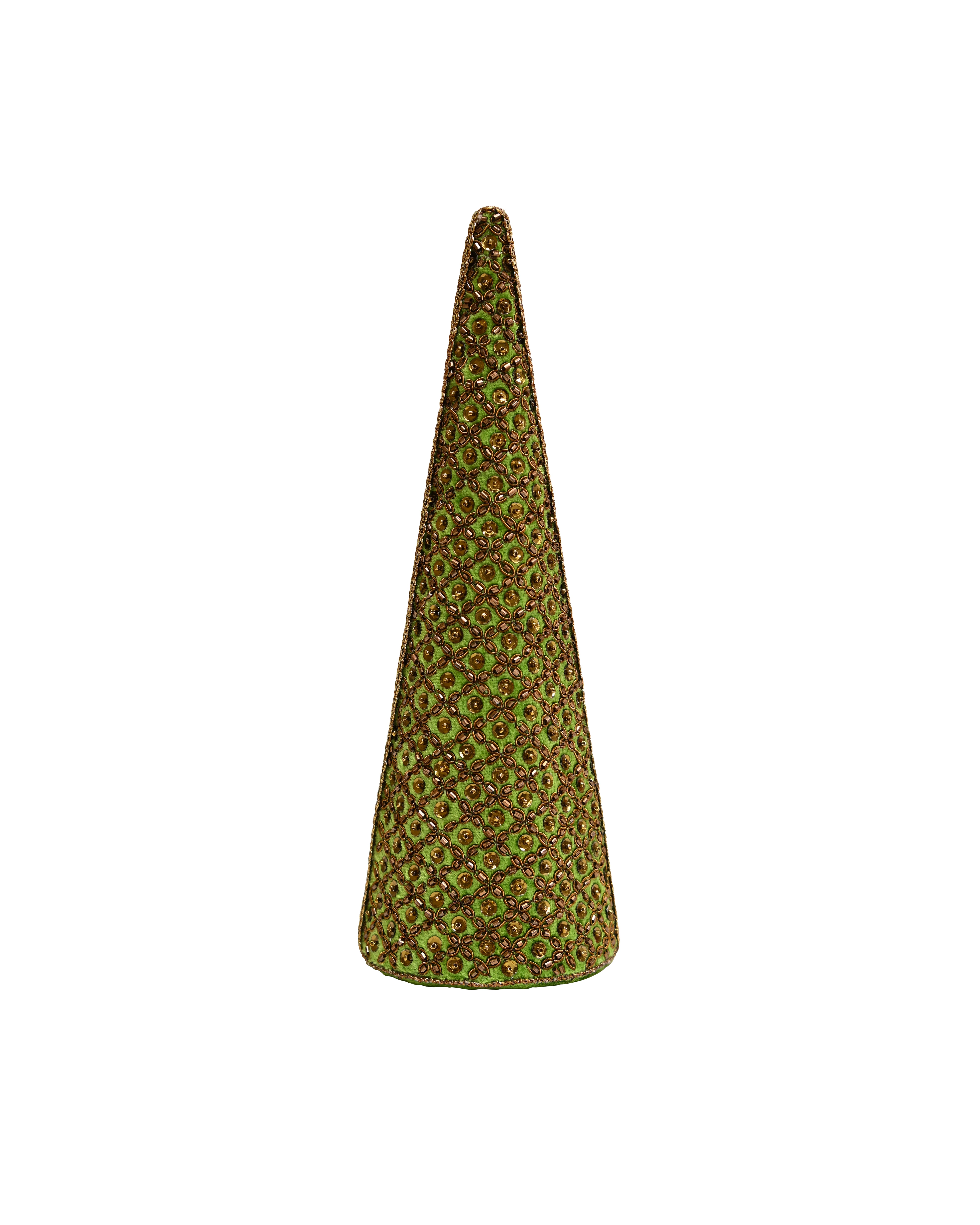 MAJESTIC Antique Standing Beaded Cone - Green