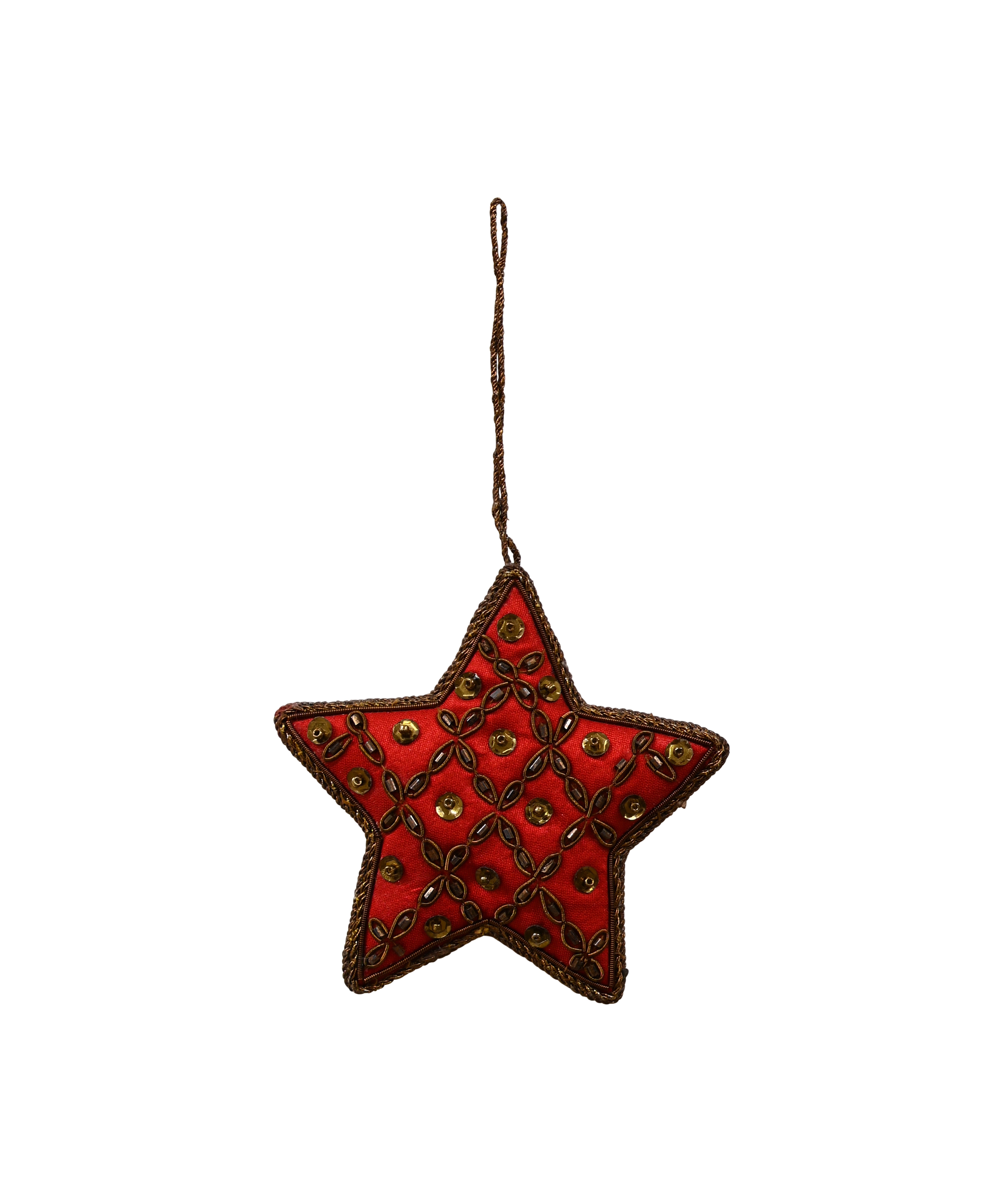 MAJESTIC Antique Hanging Beaded Star - Red