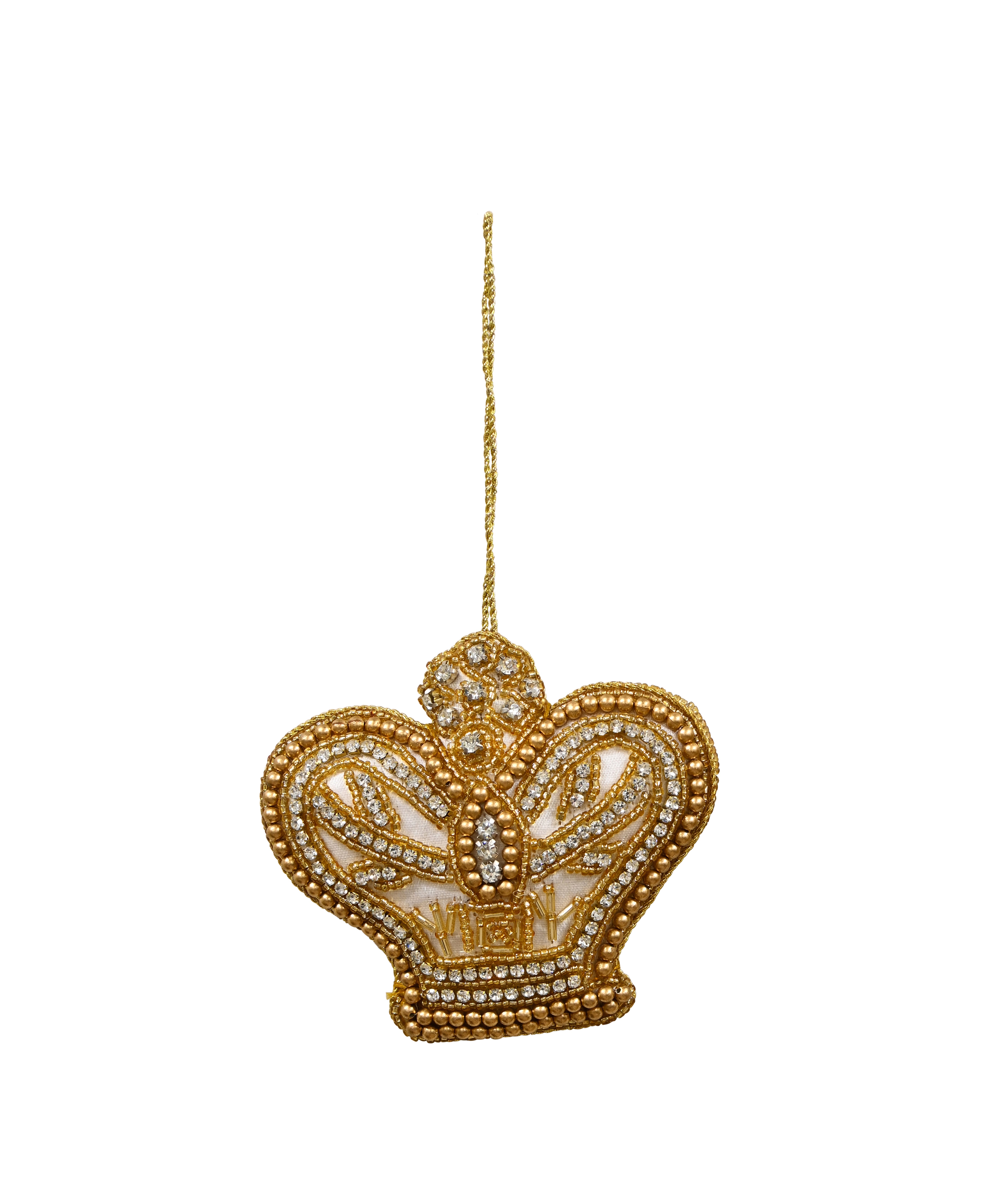 MAJESTIC Hanging Beaded Crown - Ivory & Gold