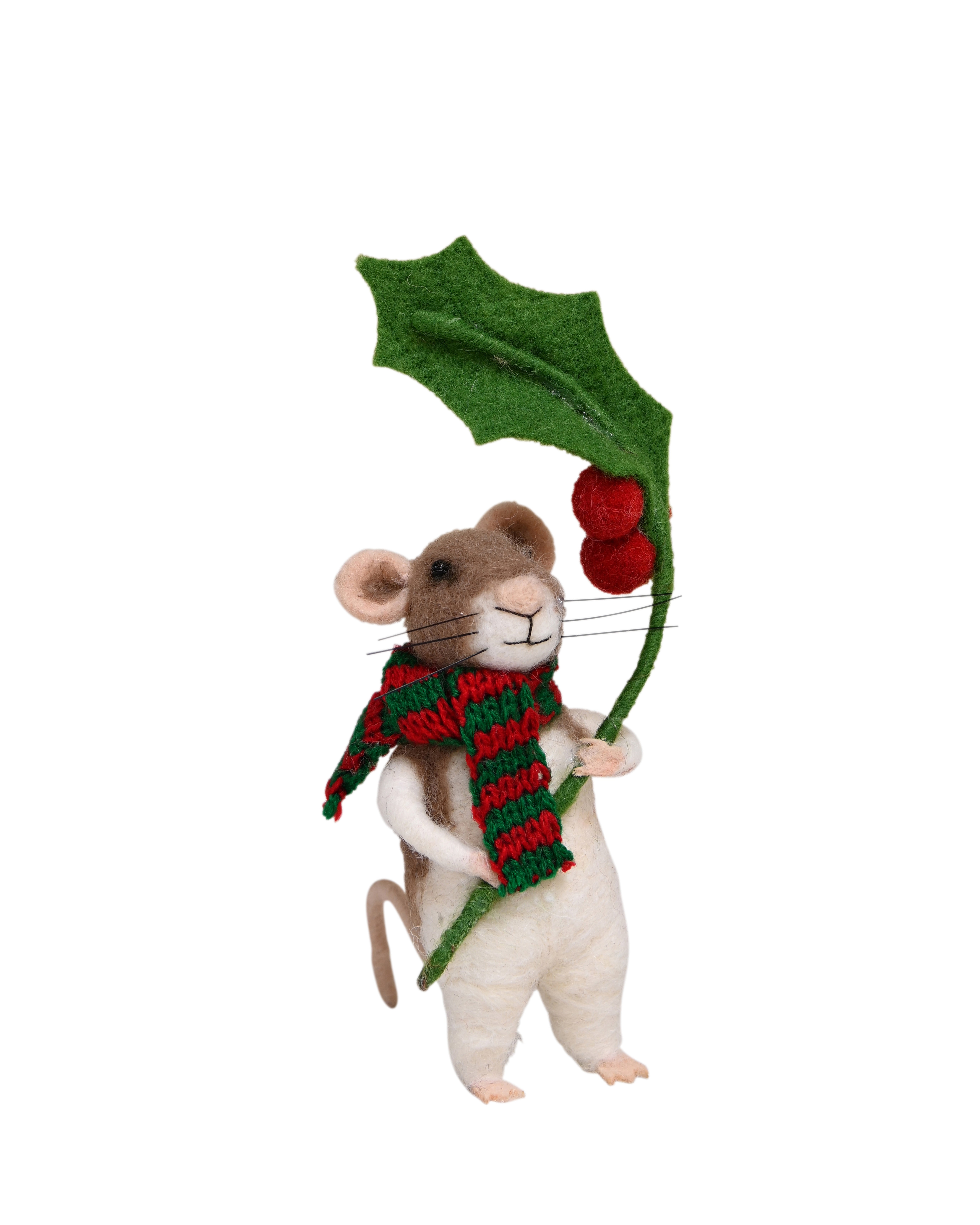 FELT Standing Mouse w/Mistletoe - Oscar
