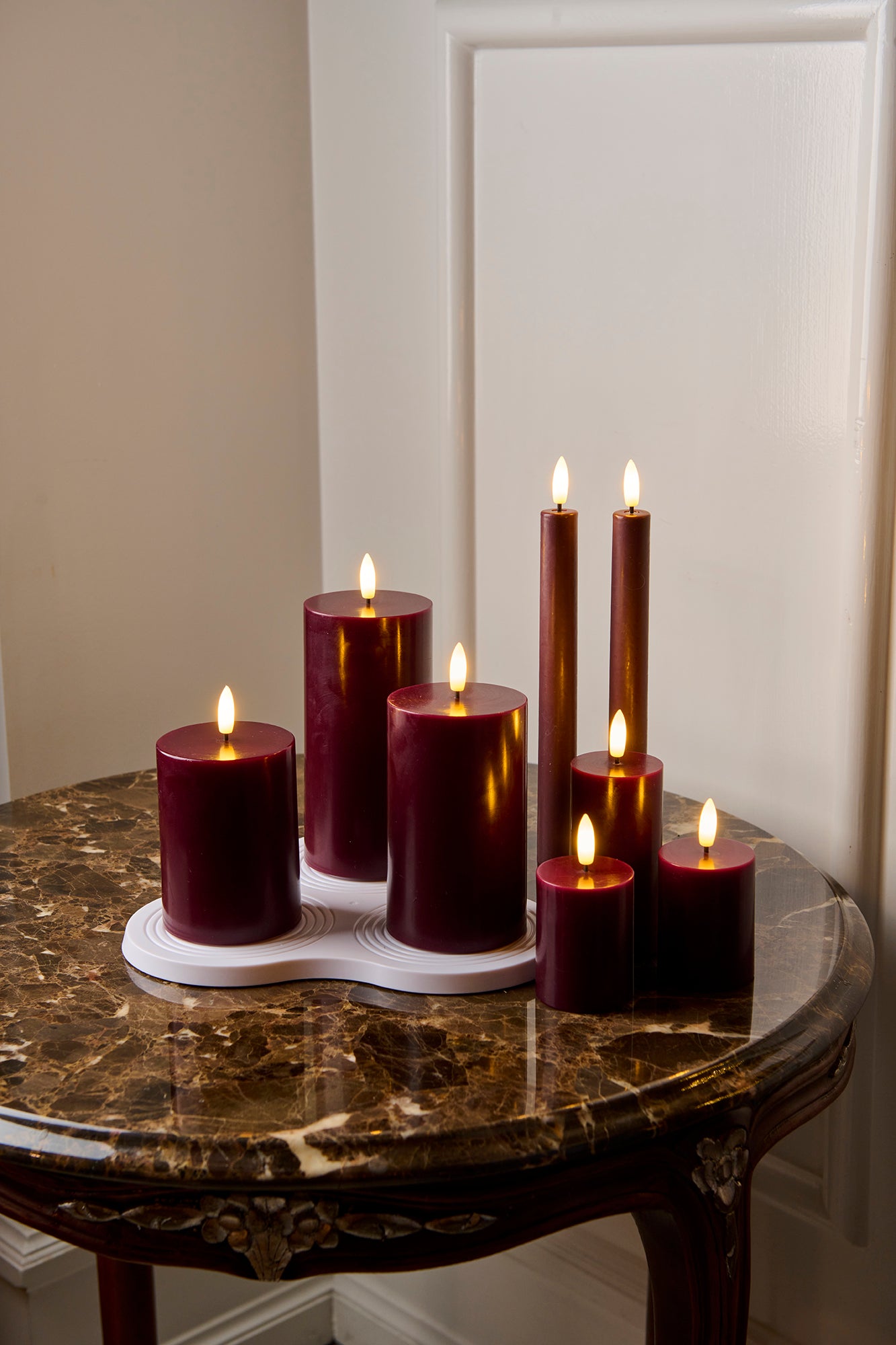 SIRIUS Sille RECHARGEABLE Taper Candles S/2 - Bordeaux