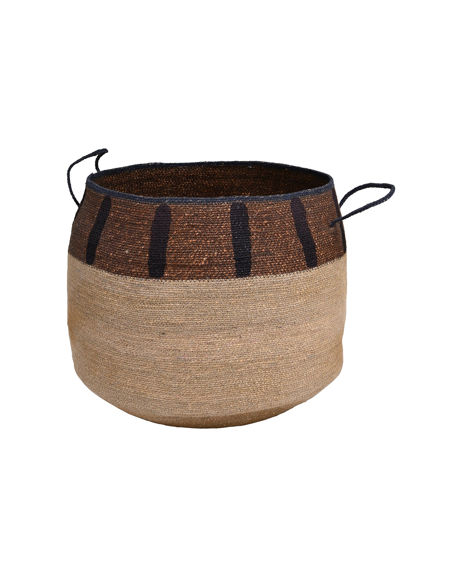 KINTU COLLECTION Velora Basket - Natural w/Chocolate Rim