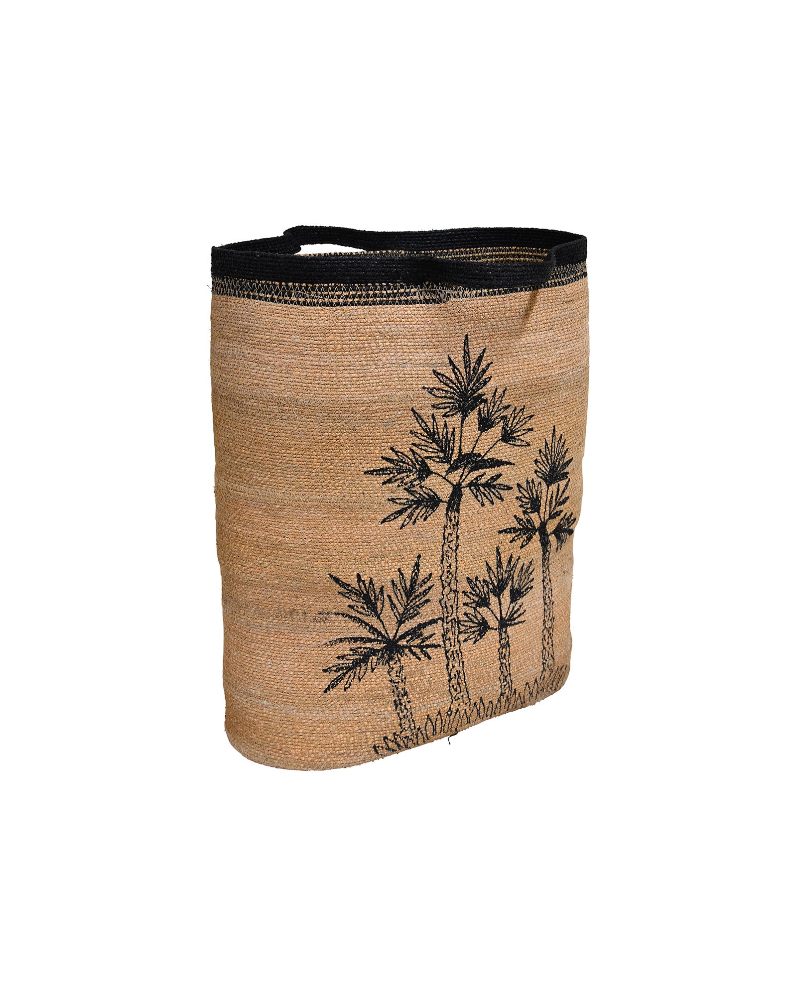 KINTU COLLECTION Linnae Oval Basket - Natural w/Black Palms