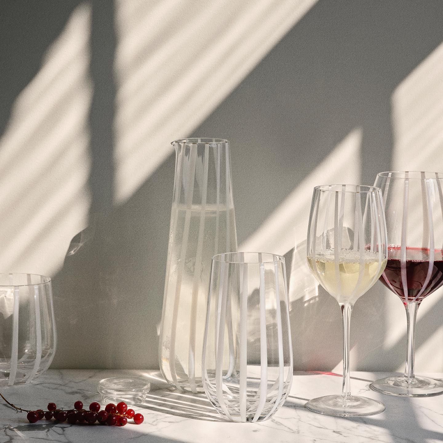 With our first steps towards lighter days, extend your glassware with our new collection of Broste striped glasses, STRIPE.
They share a Mediterranean charm with understated minimalist elegance, available in wine glasses, flute, tumblers, and a beautiful carafe.
Mouthblown by hand, incorporating the stripe within the glass. All Broste glassware is dishwasher safe.
.
.
#glassware #stripe #carafe #tumblers #wineglasses #drinks #mouthblown