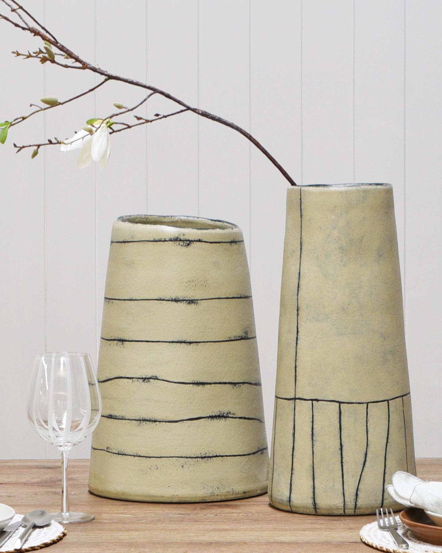 Hand-thrown by our potters, these IRIS slab vases create a statement piece.
Wonderful with fresh or dried flowers or a simple arrangement of branches.
Or just enjoy.
.
.
#terracotta #vases #vase #slabvases #pottery #statementpiece